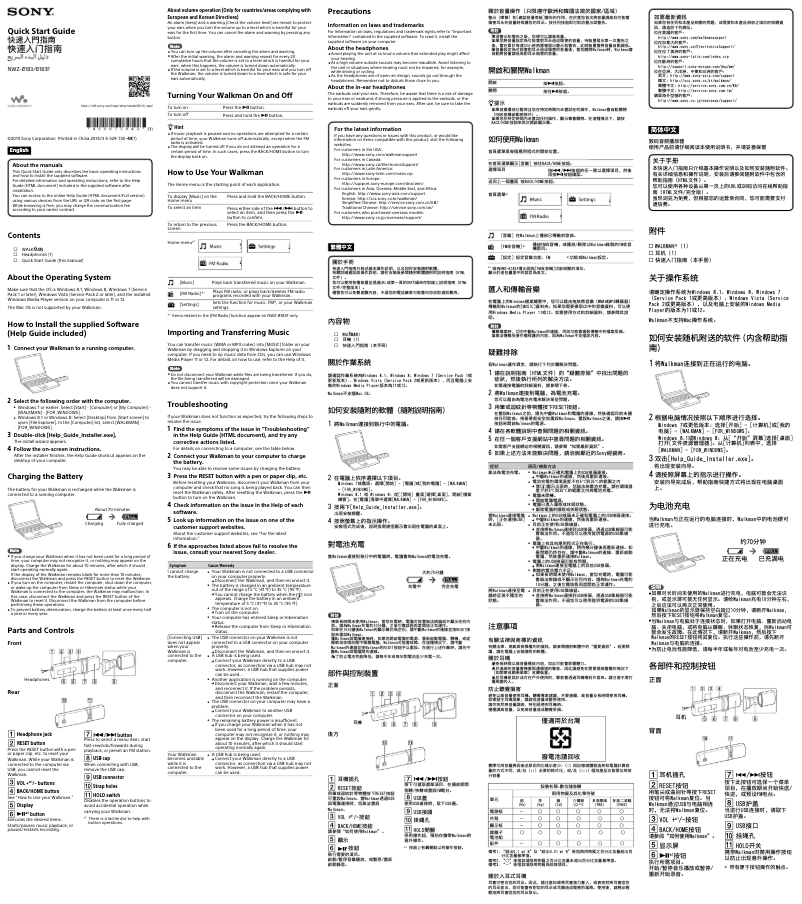 Page 1 de la notice Guide d'installation Sony NWZ-B183