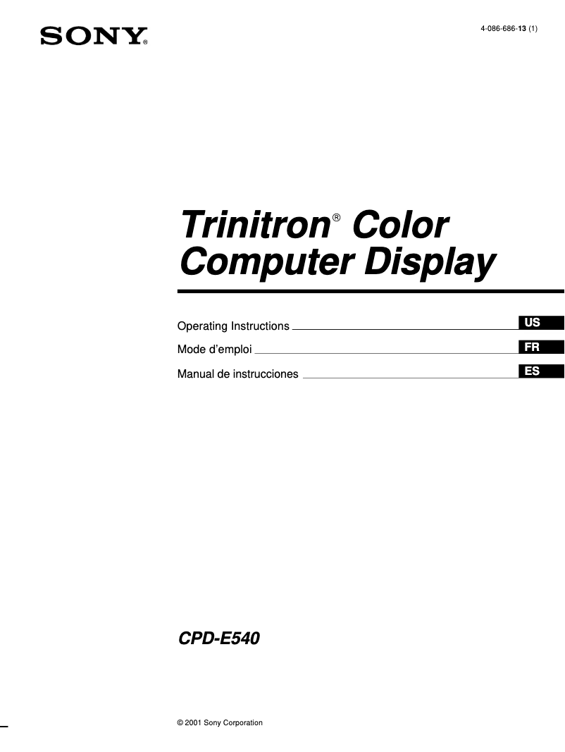 Page n°1 - Manuel utilisateur Sony CPD-E540