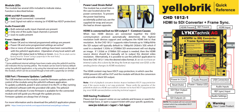 Page 1 de la notice Manuel utilisateur Lynx Technik Yellowbrik CHD 1812-1