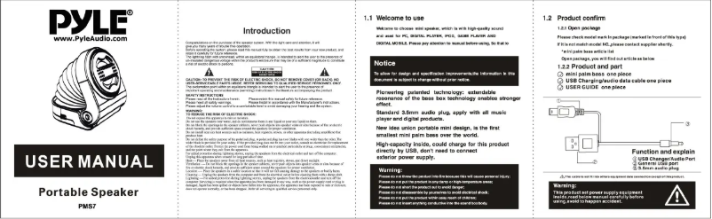 Page n°1 - Manuel utilisateur Pyle PMS7