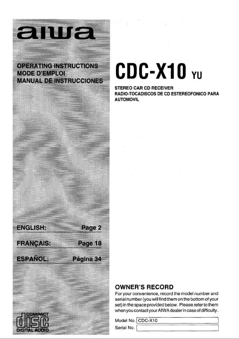 Page n°1 - Manuel utilisateur Aiwa CDC-X10