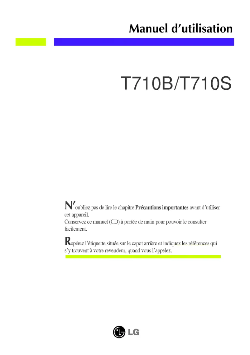Page 1 de la notice Manuel utilisateur LG T710B