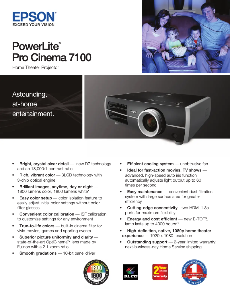 Page 1 de la notice Brochure Epson PowerLite Pro Cinema 7100