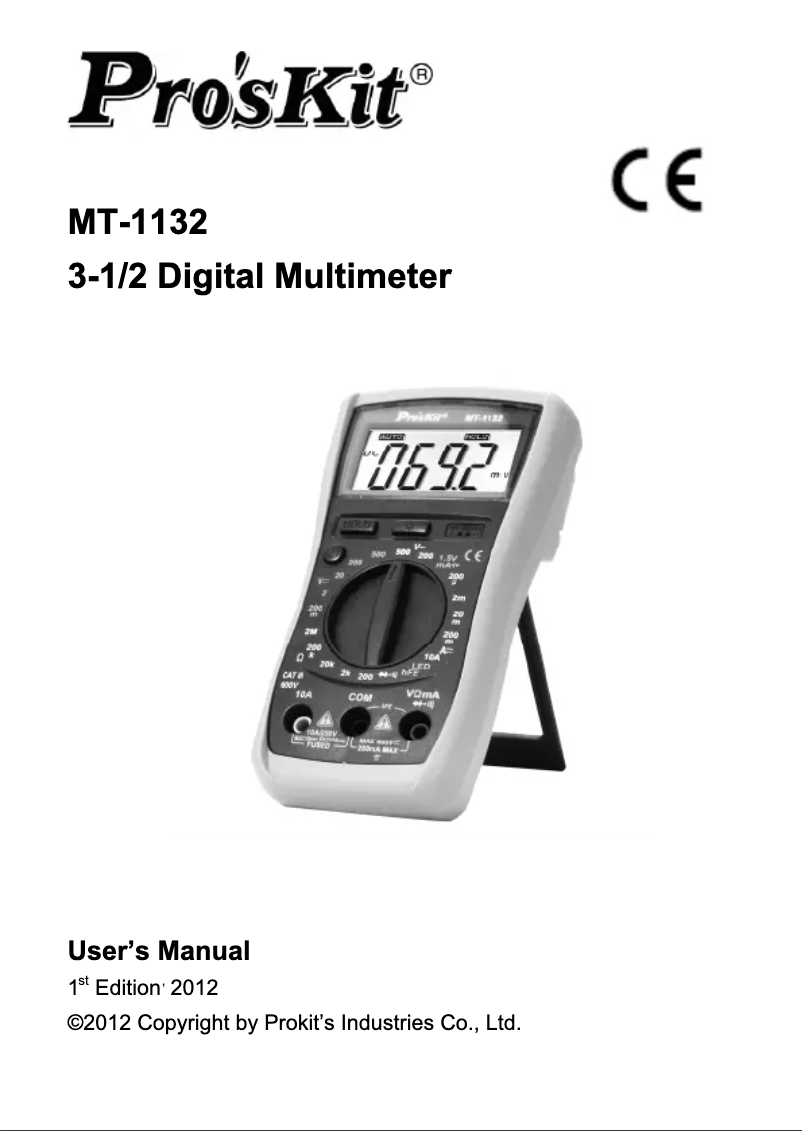 Page n°1 - Manuel utilisateur Pro'sKit MT-1132