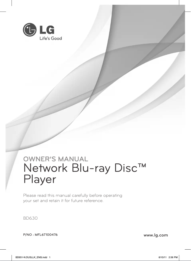 Page 1 de la notice Manuel utilisateur LG BD630