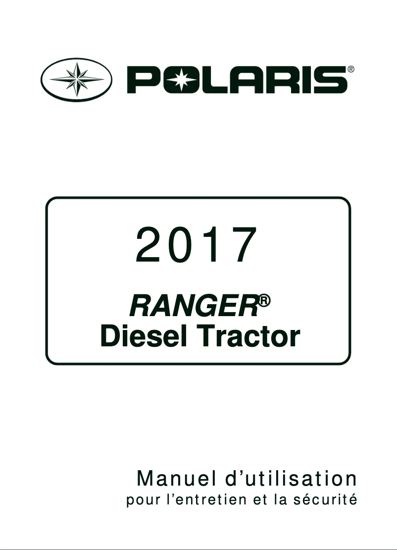Page n°1 - Manuel utilisateur Polaris Ranger Diesel (2017)