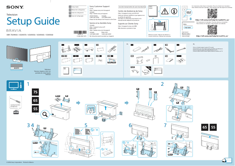 Page n°1 - Guide d'installation Sony Bravia XBR-55X930D