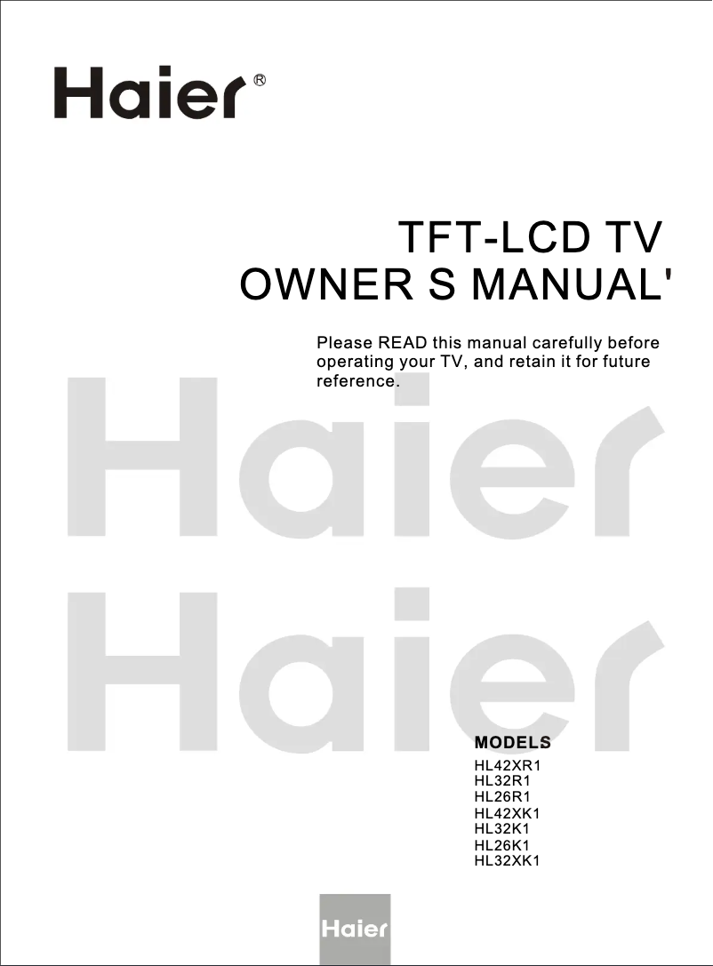 Page 1 de la notice Manuel utilisateur Haier HL32XK1