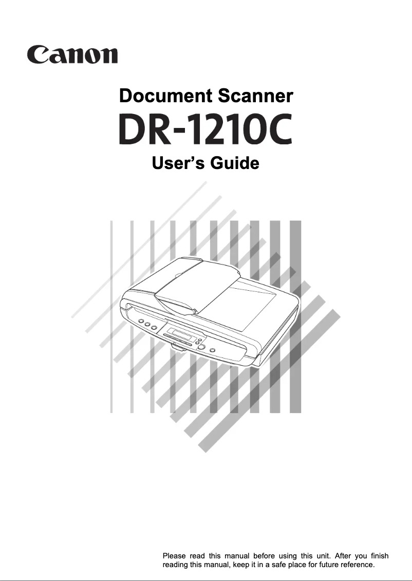 Page 1 de la notice Manuel utilisateur Canon imageFORMULA DR-1210C