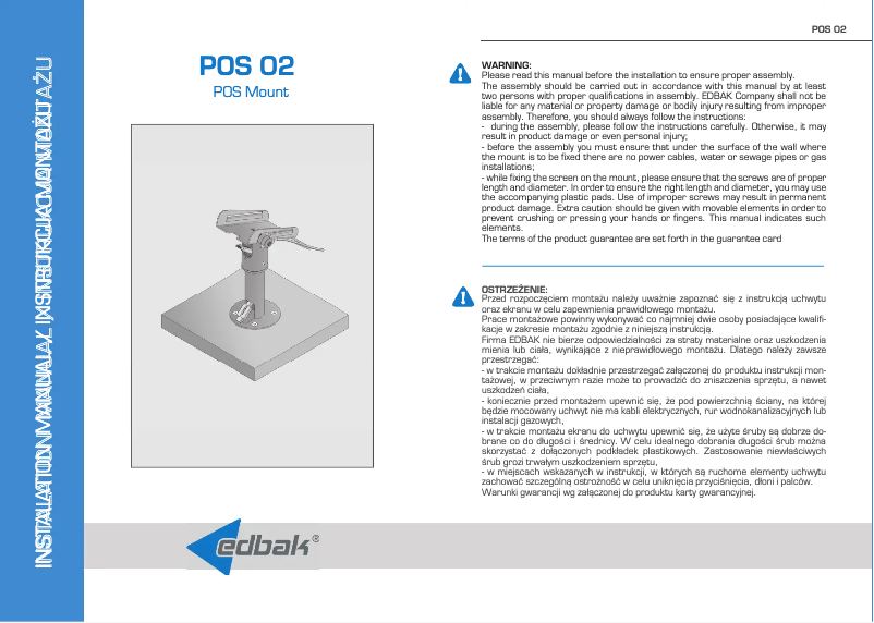 Page 1 de la notice Manuel utilisateur Edbak POS02