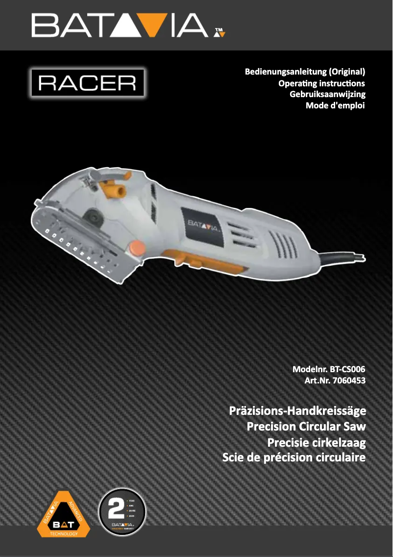 Page 1 de la notice Manuel utilisateur Batavia Racer BT-CS006