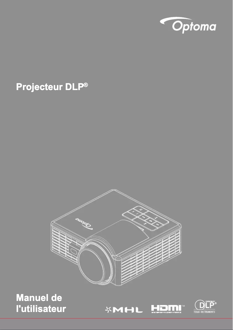 Page 1 de la notice Manuel utilisateur Optoma ML1050ST+