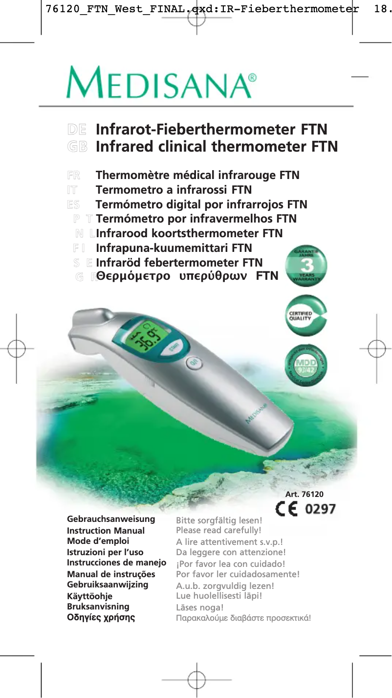 Page n°1 - Manuel utilisateur Medisana Infrared clinical thermometer
