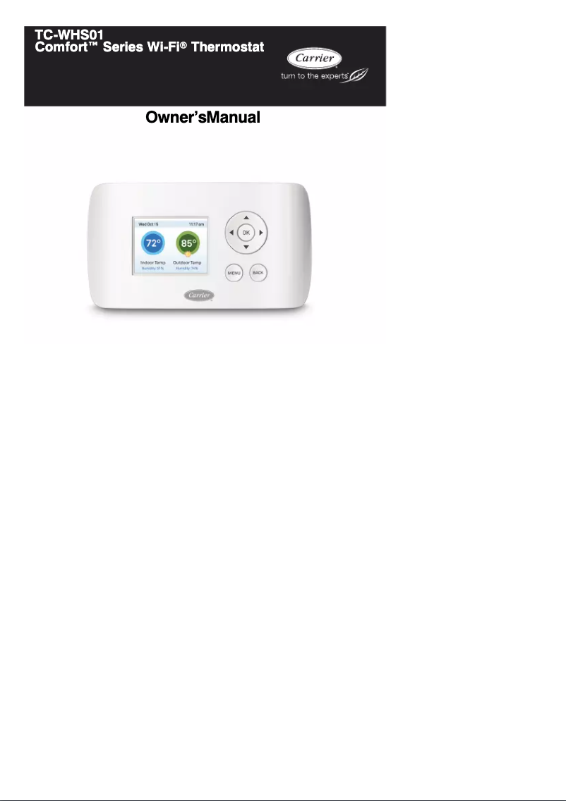 Page n°1 - Manuel utilisateur Carrier TC-WHS01 Comfort