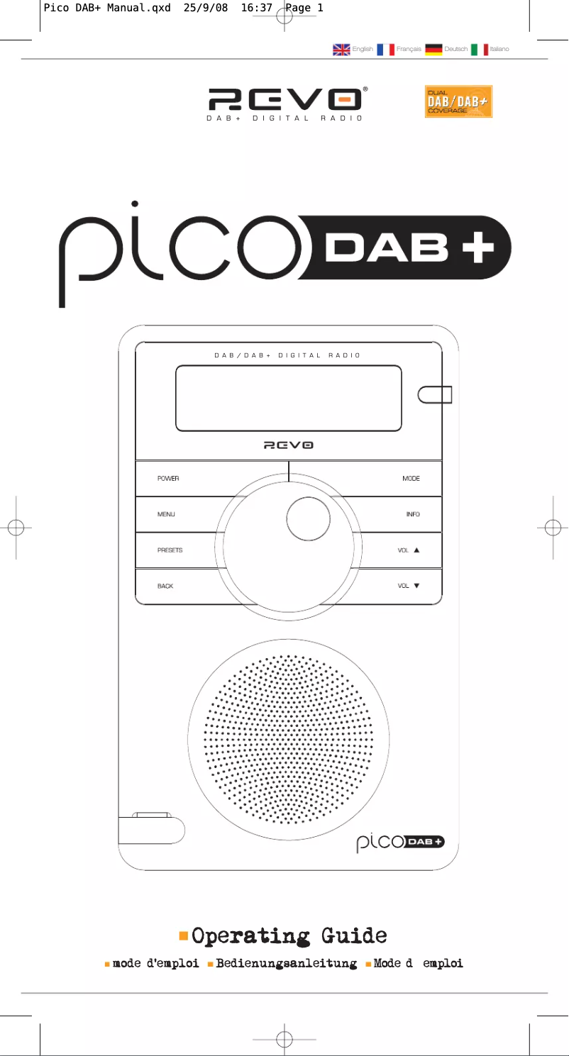 Page 1 de la notice Manuel utilisateur REVO Pico Dab+