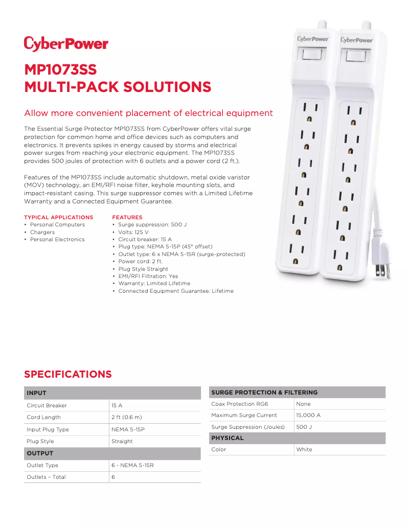 Page n°1 - Fiche technique CyberPower MP1073SS