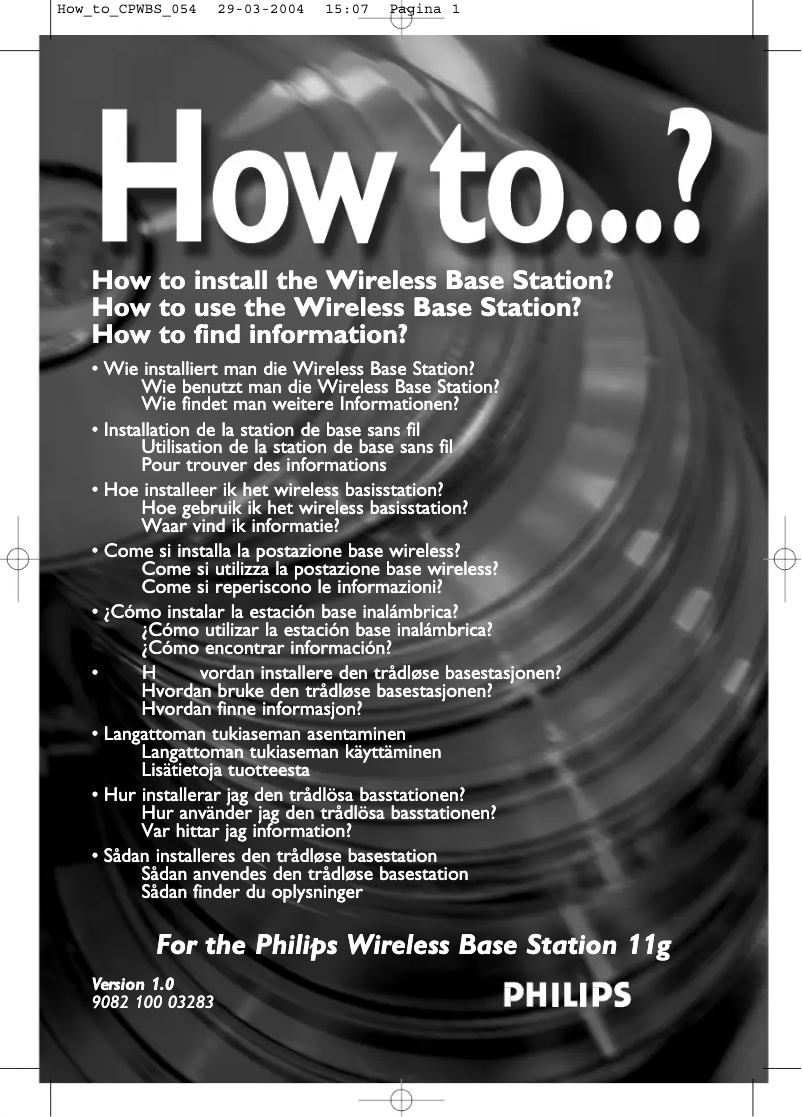 Image de la première page du manuel de l'appareil CPWBS054