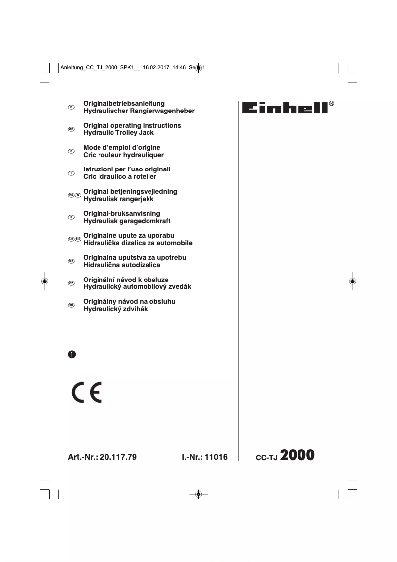 Page n°1 - Manuel utilisateur Einhell CC-TJ 2000