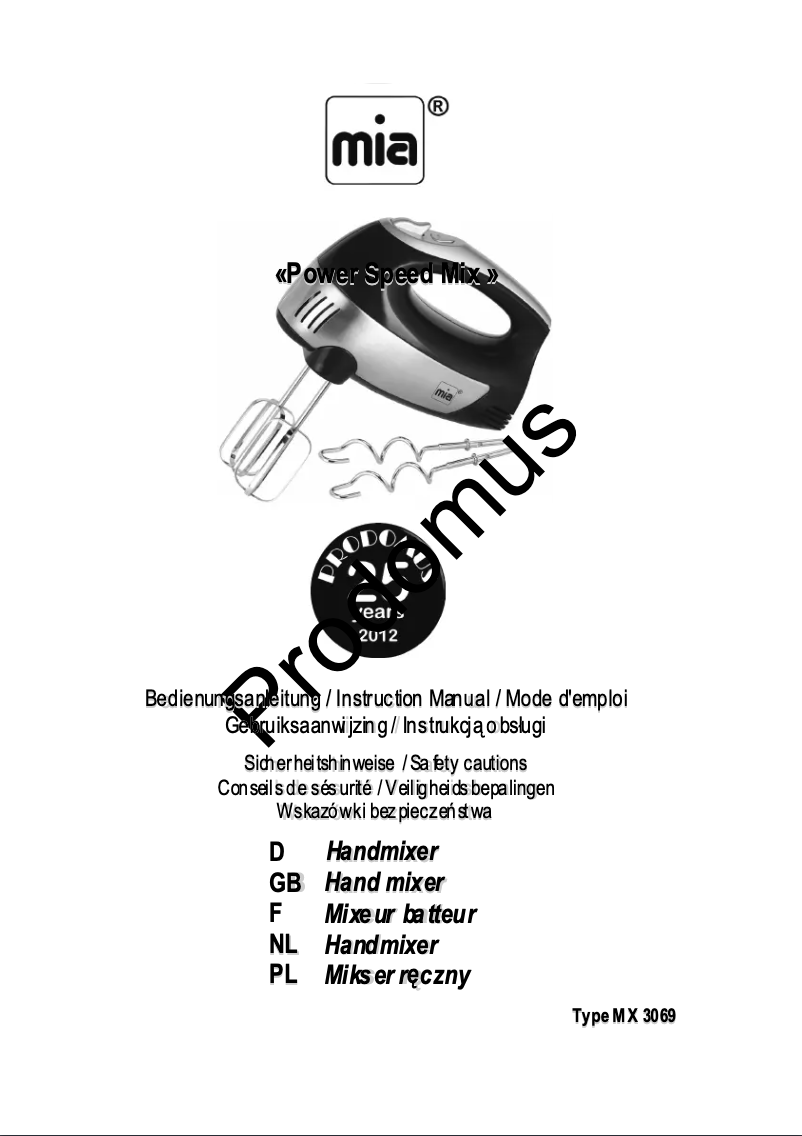 Image de la première page du manuel de l'appareil MX 3069