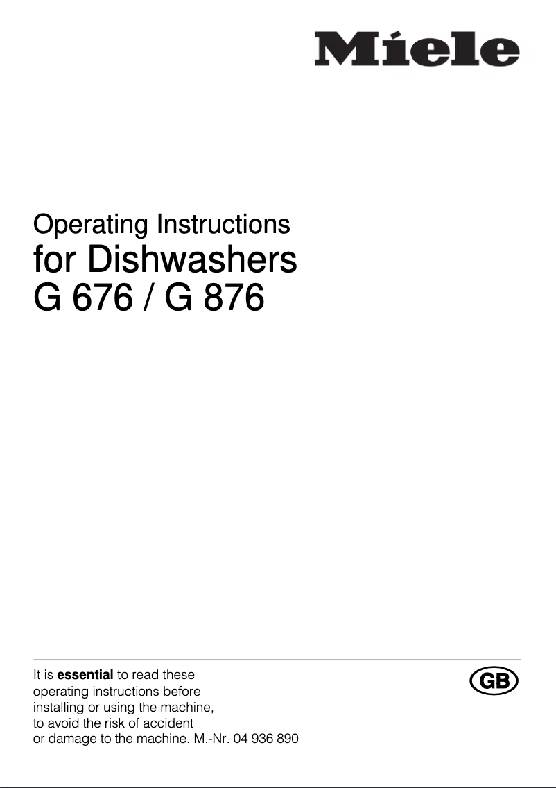 Image de la première page du manuel de l'appareil G 876