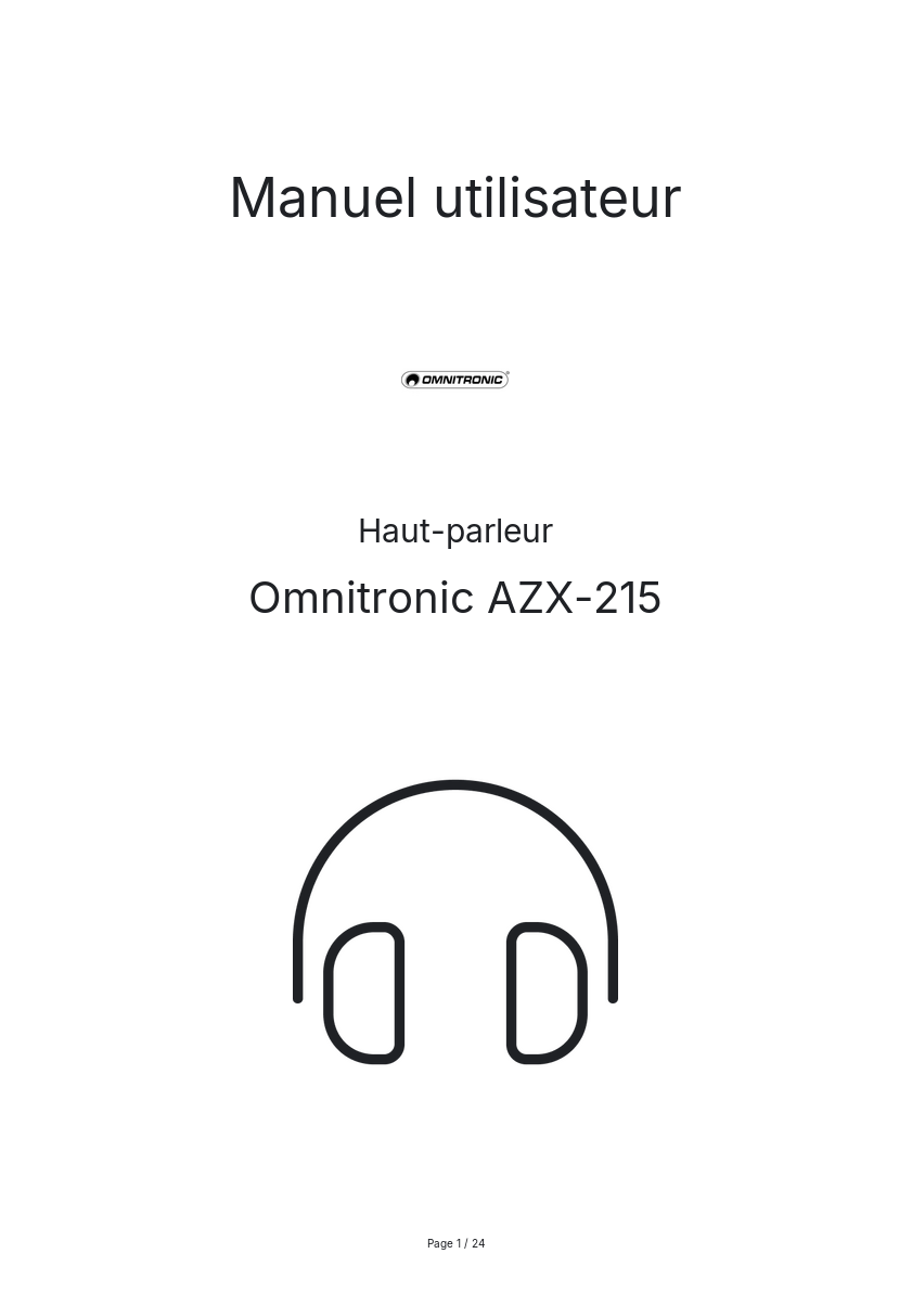 Page n°1 - Manuel utilisateur Omnitronic AZX-215