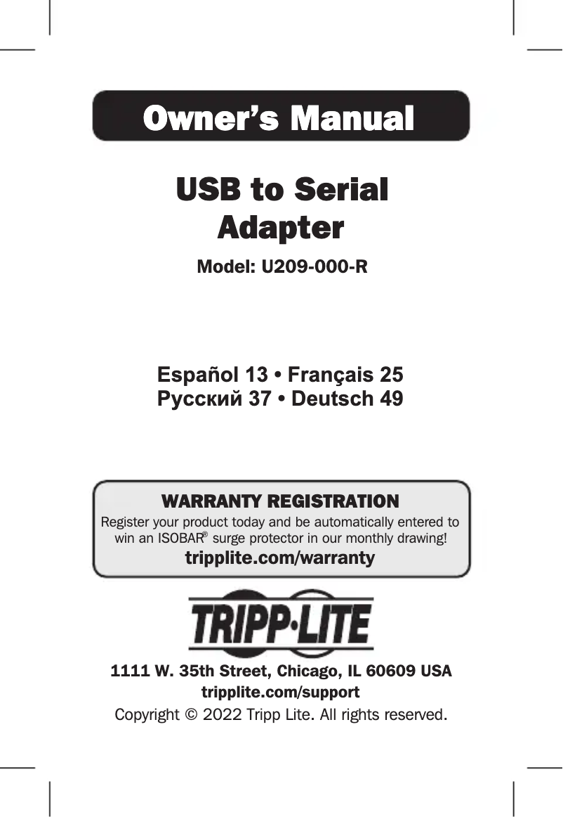 Page 1 de la notice Manuel utilisateur Tripp Lite U209-000-R