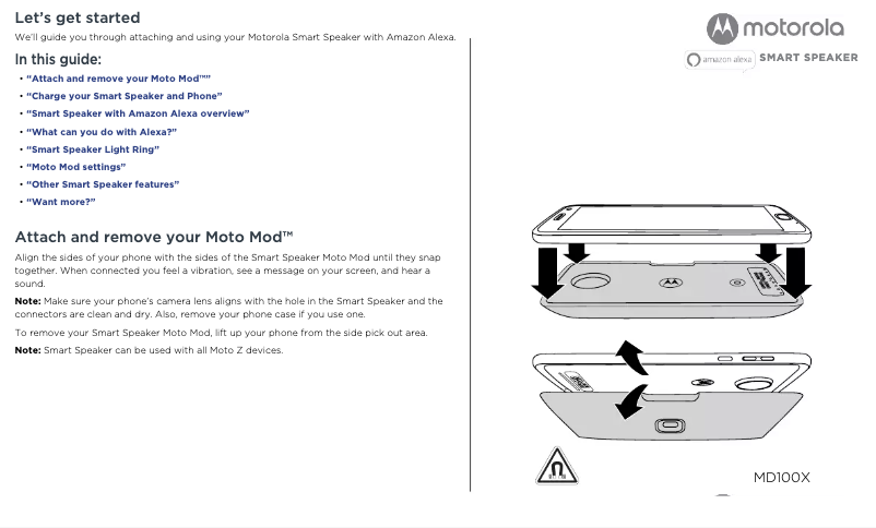 Image de la première page du manuel de l'appareil MD100X