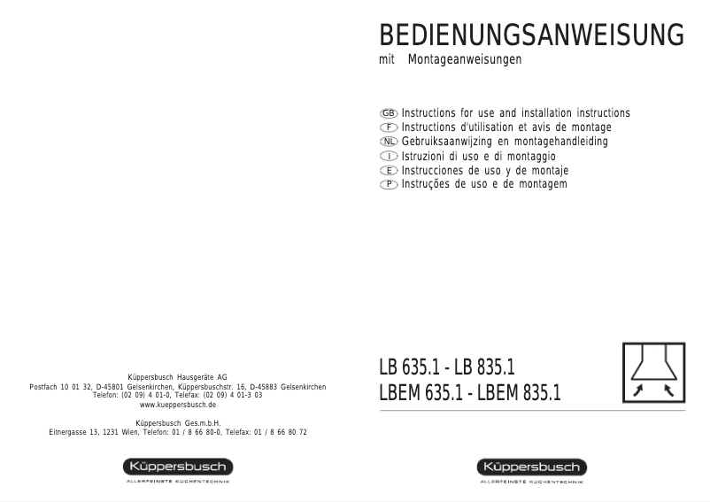 Page n°1 - Manuel utilisateur Küppersbusch LB 835.1