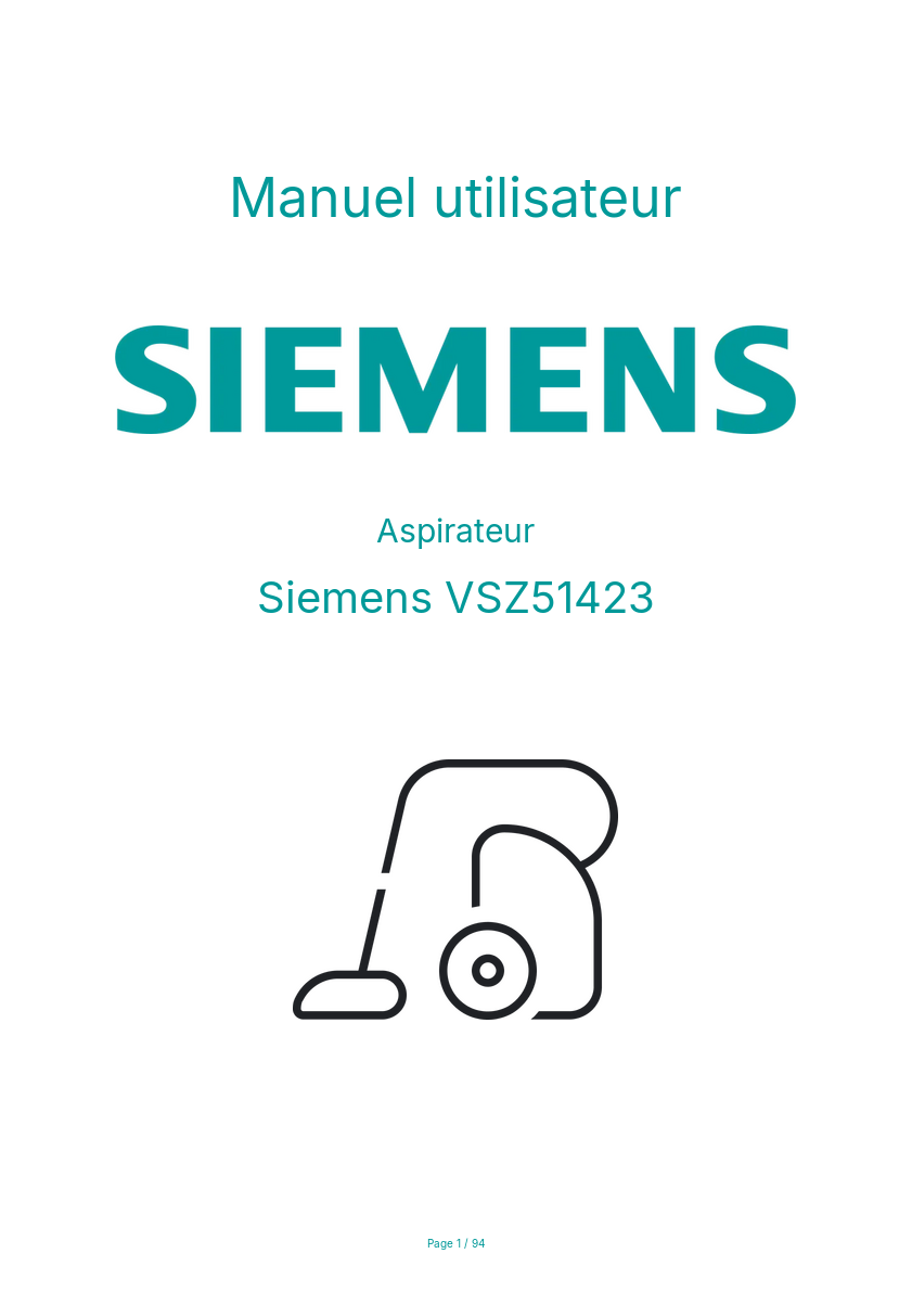 Page n°1 - Manuel utilisateur Siemens VSZ51423