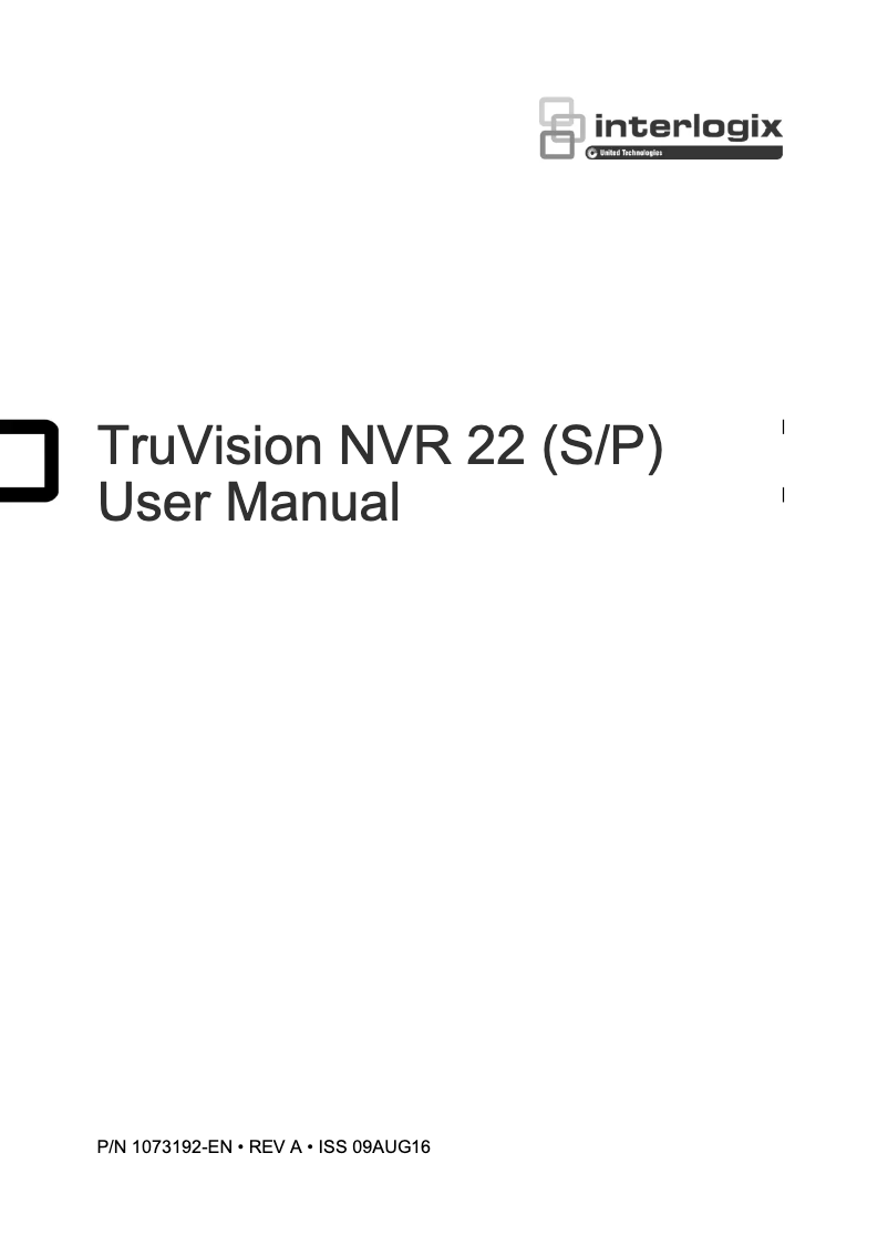 Page n°1 - Manuel utilisateur Interlogix TruVision TVN-2216P
