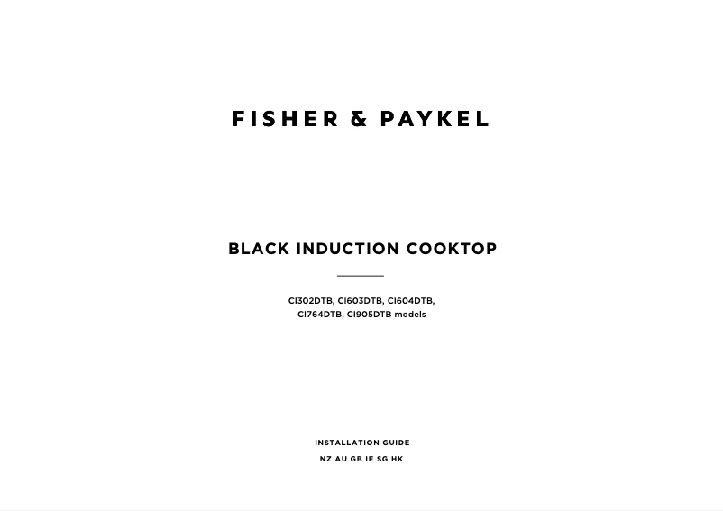 Page n°1 - Guide d'installation Fisher & Paykel CI603DTB4