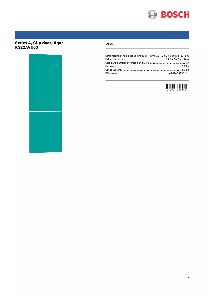 Page 1 de la notice Manuel utilisateur Bosch KSZ2AVU00