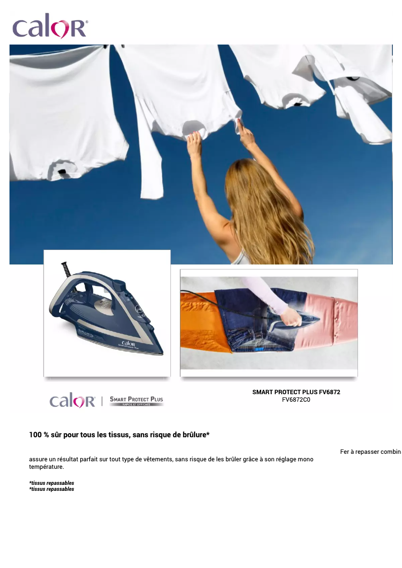 Page 1 de la notice Manuel utilisateur Calor Smart Protect Plus FV6872