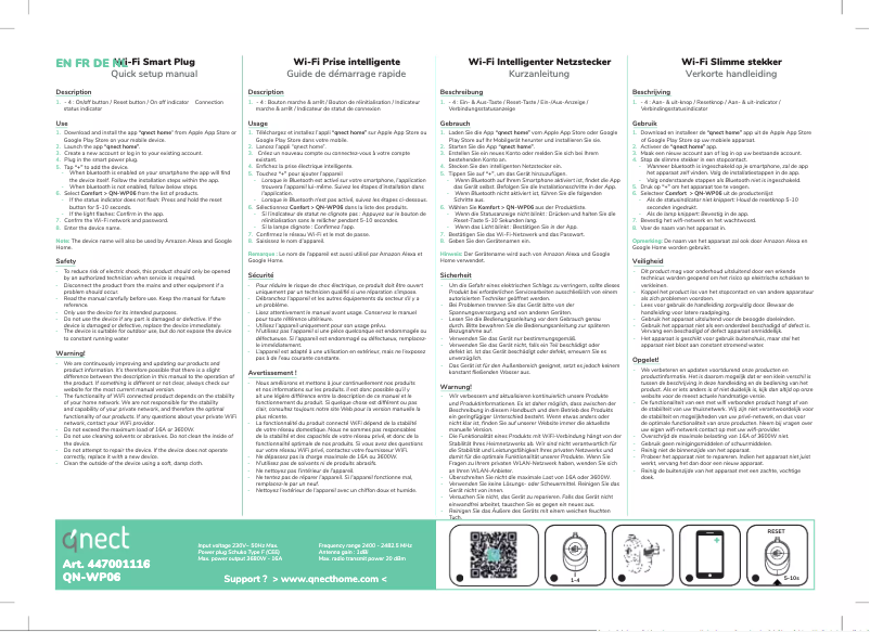 Page n°1 - Manuel utilisateur Qnect QN-WP06