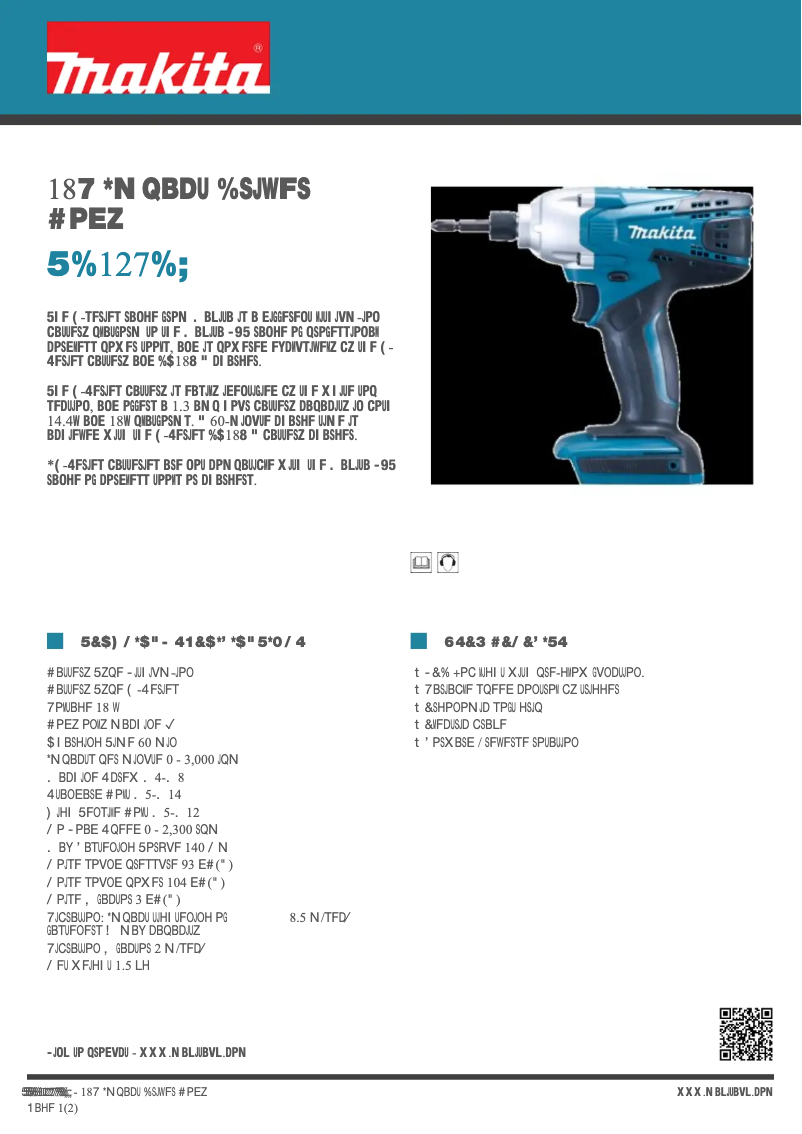 Page 1 de la notice Fiche technique Makita TD127DZ