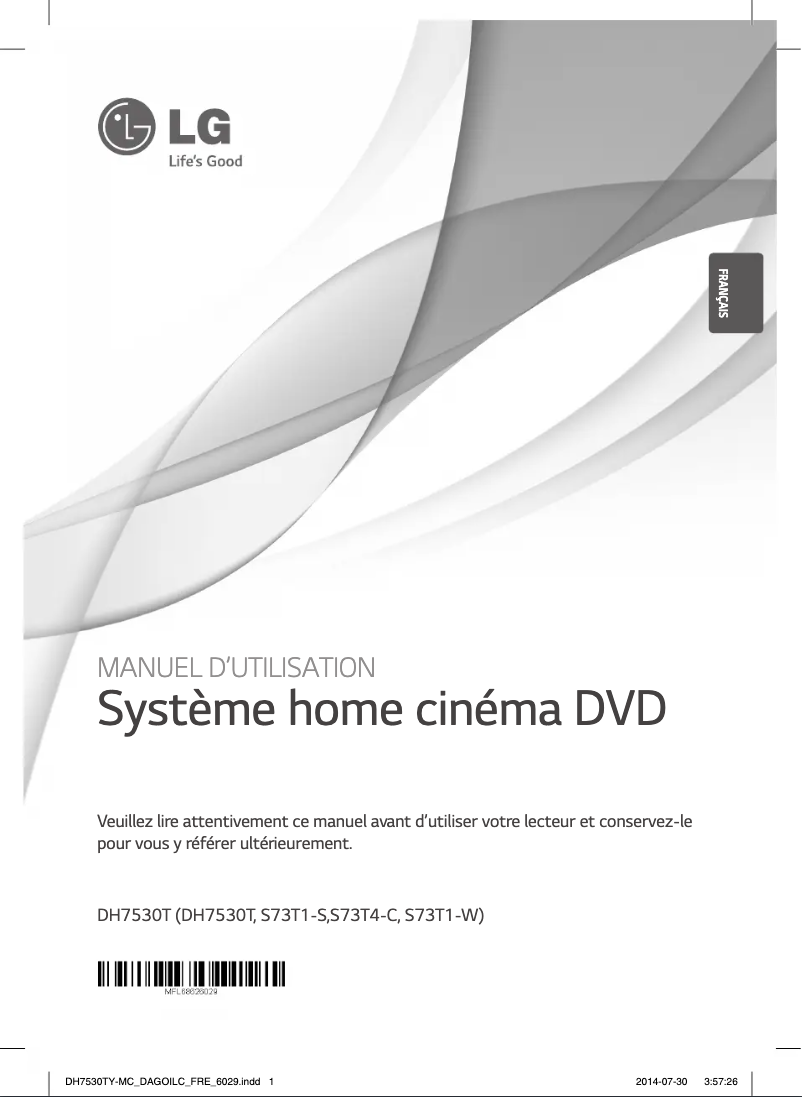 Page 1 de la notice Manuel utilisateur LG DH7530T