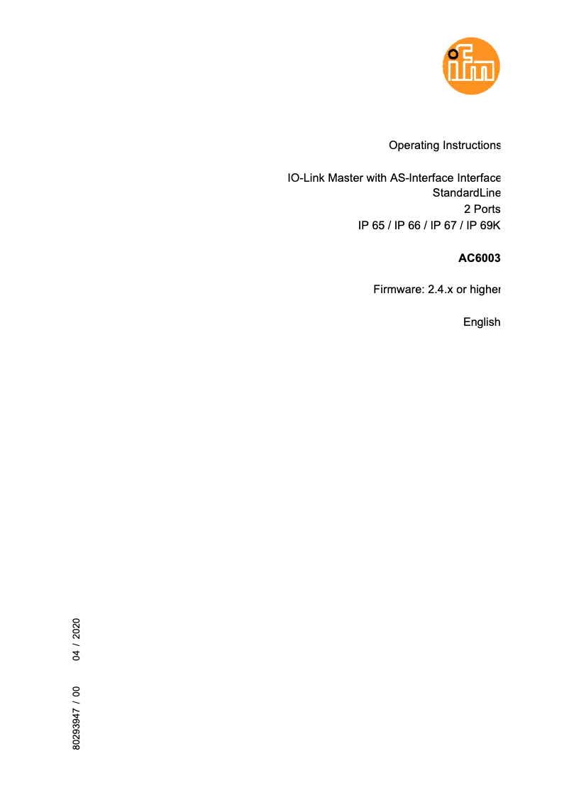 Image de la première page du manuel de l'appareil AC6003