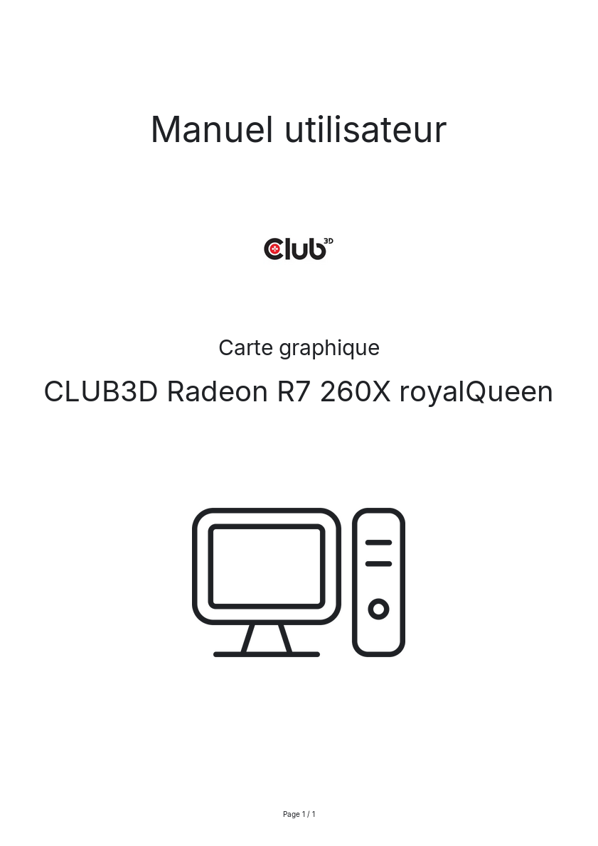 Image de la première page du manuel de l'appareil Radeon R7 260X royalQueen
