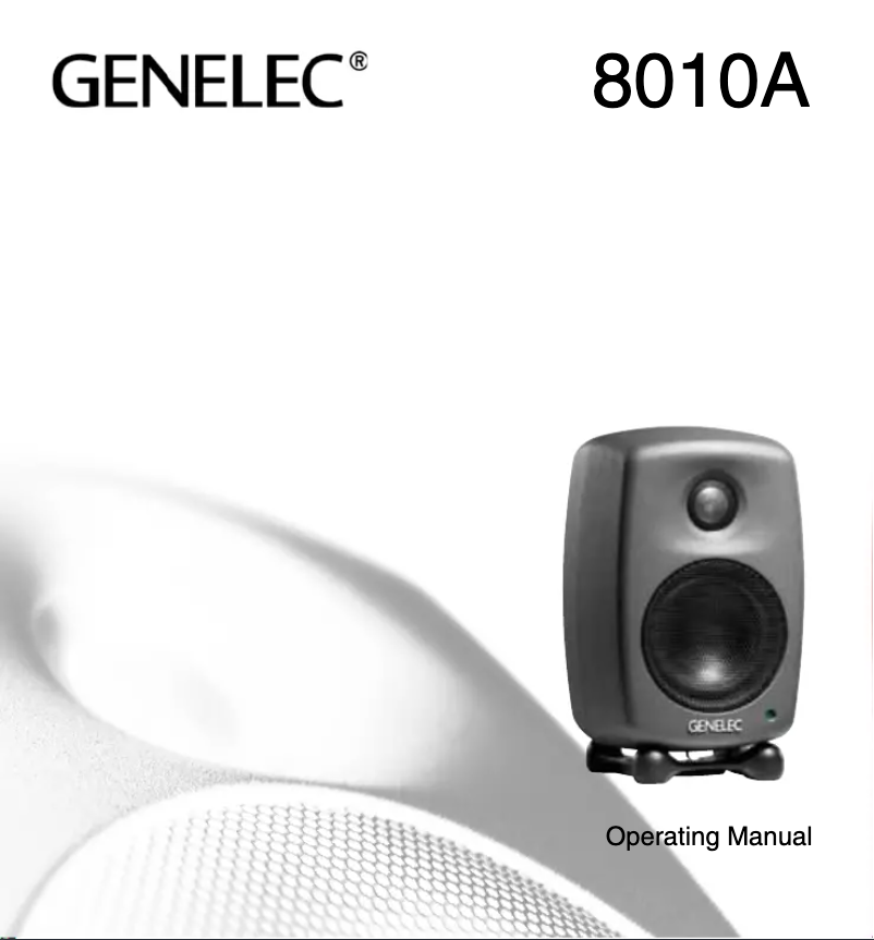 Page n°1 - Manuel utilisateur Genelec 8010 AW