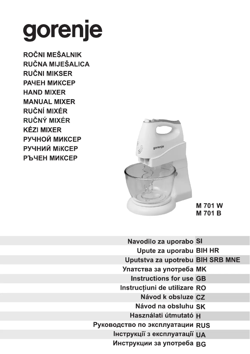 Page n°1 - Manuel utilisateur Gorenje M701B