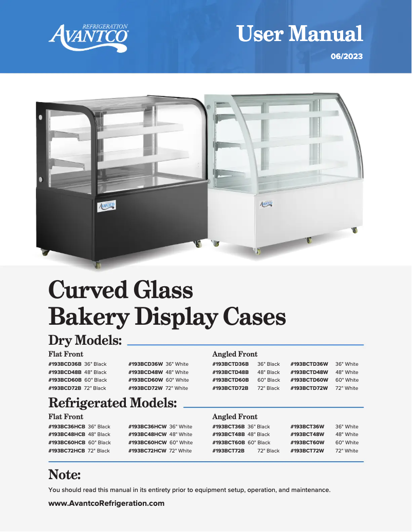 Page 1 de la notice Manuel utilisateur Avantco BC-60-HC