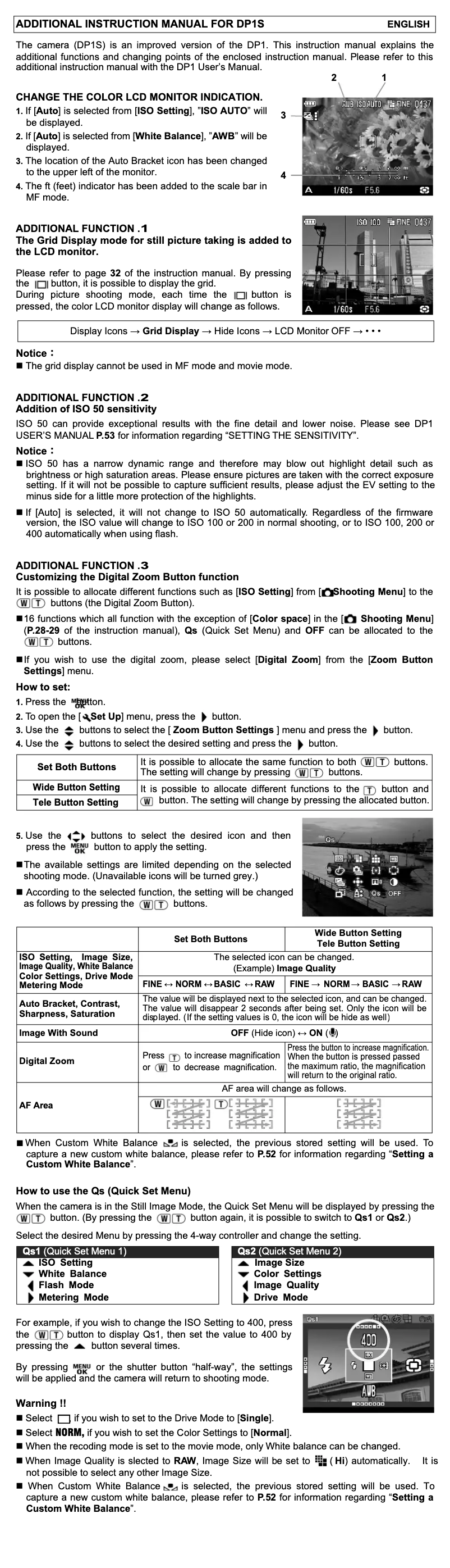 Image de la première page du manuel de l'appareil DP1s