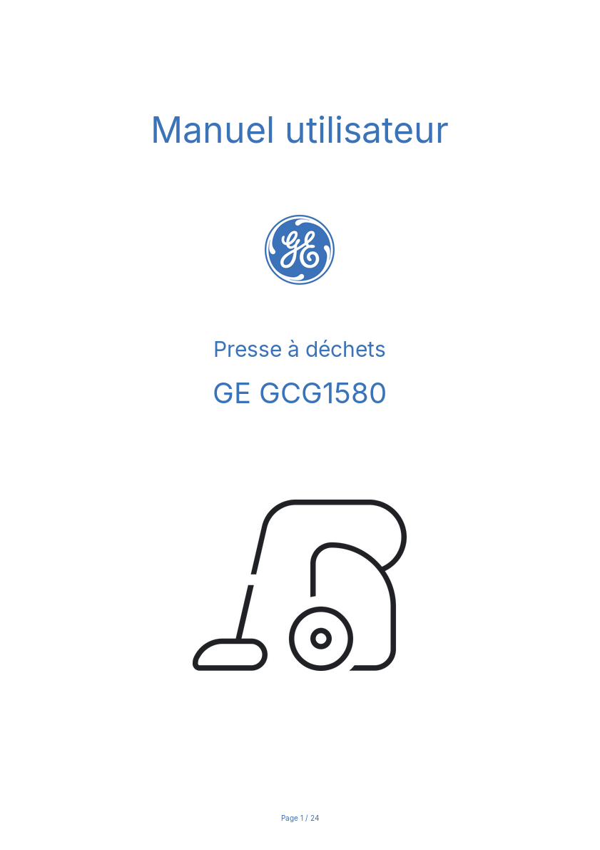 Page n°1 - Manuel utilisateur GE GCG1580