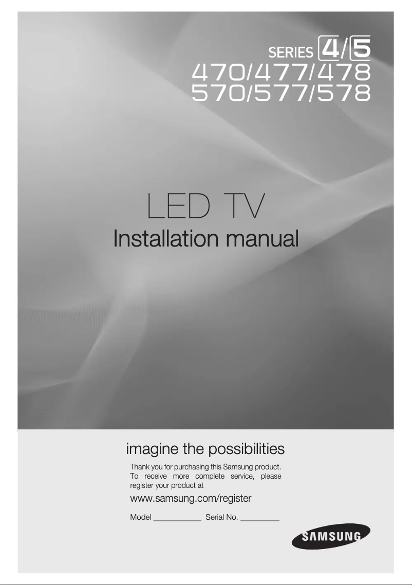 Page 1 de la notice Guide d'installation Samsung HG40NA570LF