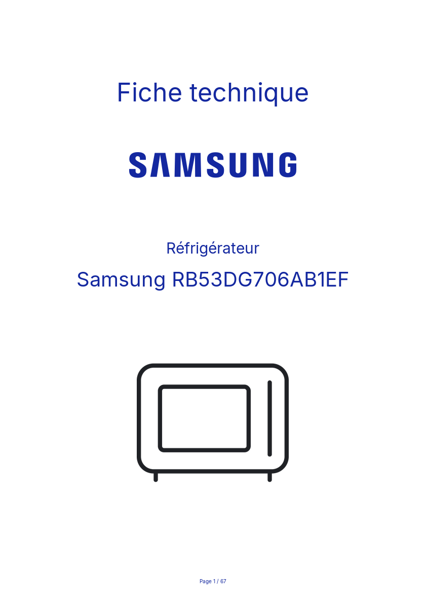 Page n°1 - Fiche technique Samsung RB53DG706AB1EF