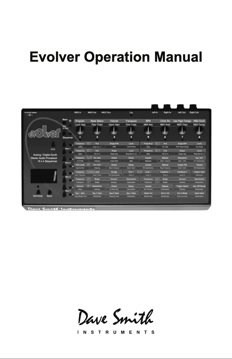 Image de la première page du manuel de l'appareil Evolver