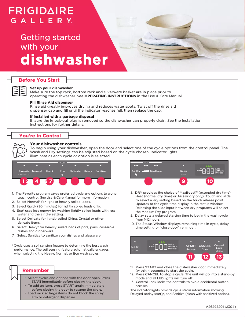 Page n°1 - Guide de démarrage rapide Frigidaire GDSH4715AD