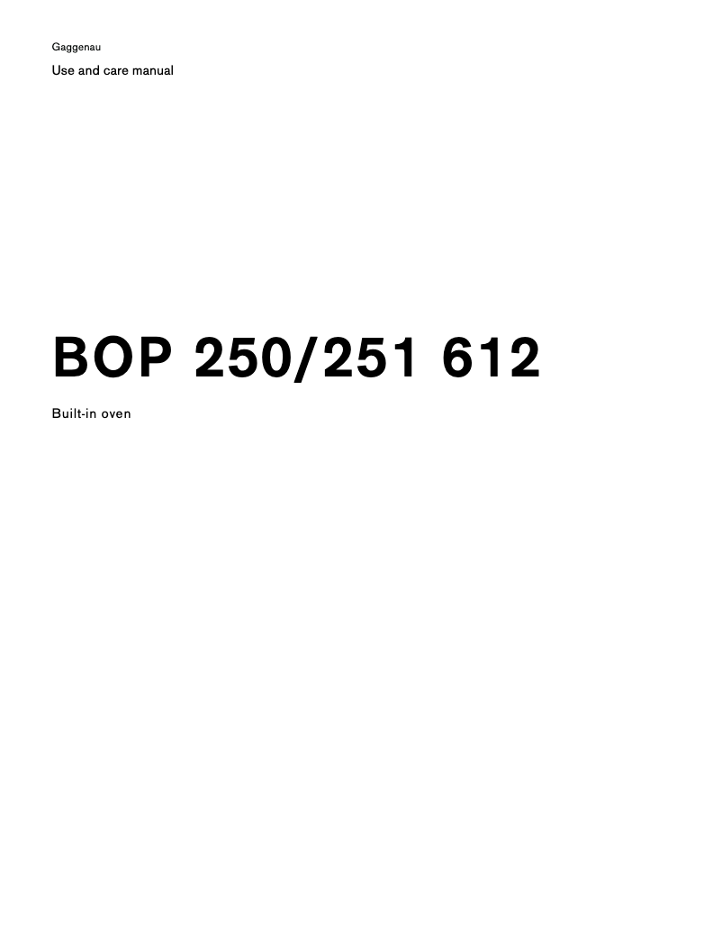 Page 1 de la notice Manuel utilisateur Gaggenau BOP250612