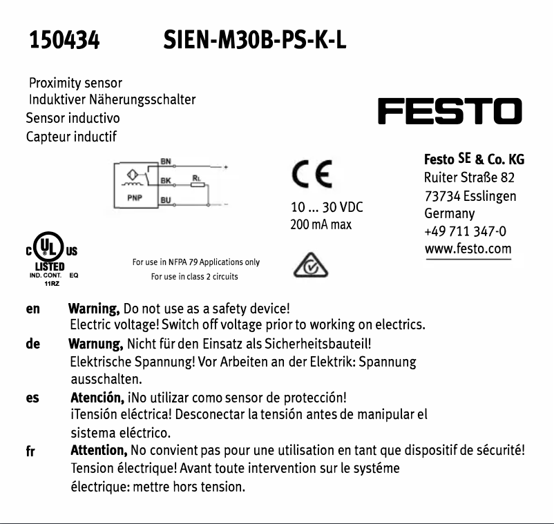 Page 1 de la notice Manuel utilisateur Festo SIEN-M30B-PS-K-L