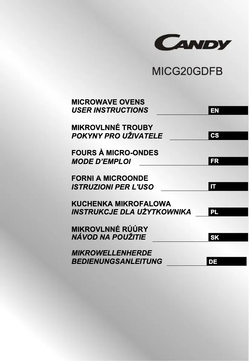 Page 1 de la notice Manuel utilisateur Candy MICG20GDFB